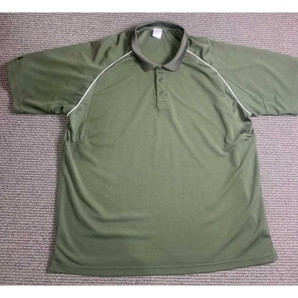 Adidas Men Short Sleeve Polo Shirt Size 2XL Green Polyester Pullover Golf Tennis